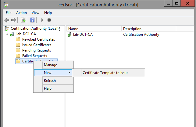 Certificate Template Rights Right-click Certificate Templates and click New > Certificate Template to Issue.