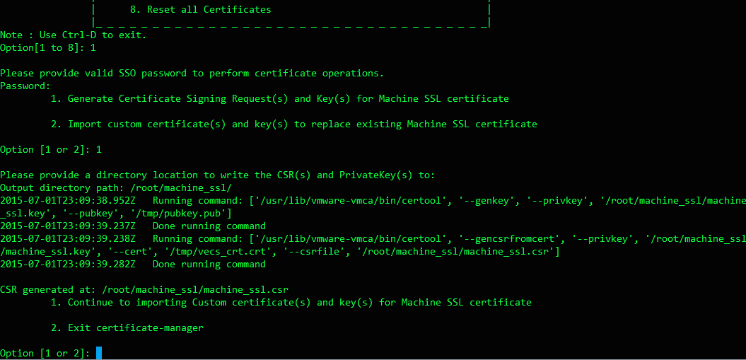 Generate CSR Generate CSR