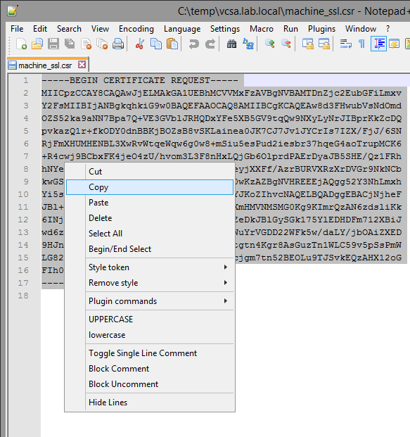 Copy CSR contents to Clipboard Copy CSR contents to Clipboard