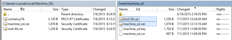 Copy cer files to VCSA Copy cer files to VCSA
