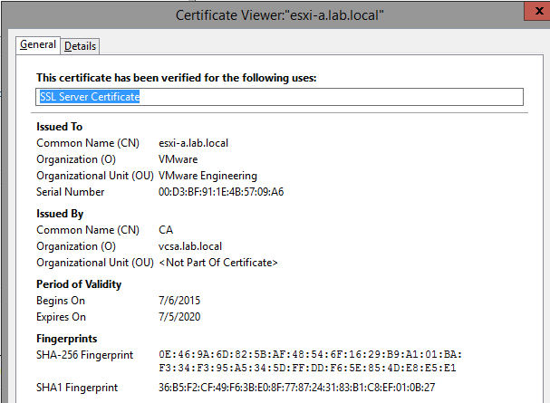 ESXi Renewed SSL Thumbprint ESXi Renewed SSL Thumbprint