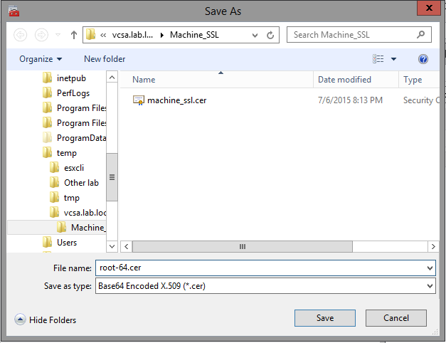 Save root-64.cer file Save root-64.cer file