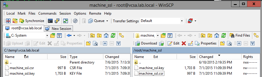WinSCP copy CSR from VCSA WinSCP copy CSR from VCSA